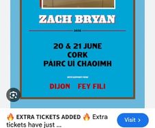 Zach Bryan ticket June 21st cork