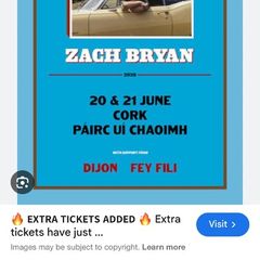 Zach Bryan ticket June 21st cork