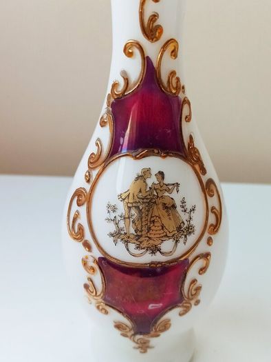 Vintage French style Opaline Glass Vase  height 25.5cm