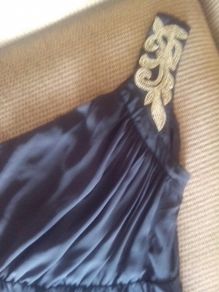 Gorgeaus black Vera Moda dress with gold sequin design over one sholder strap.