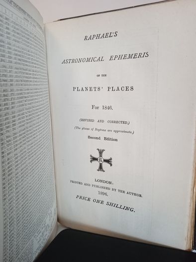 Raphael's Astronomical Ephemeris of the Planets' Places for 1830 -1849. Printed and Published by the Author (HQ780)