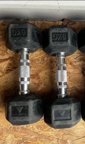 2x6kg ,2x4kg hex rubber dumbbells