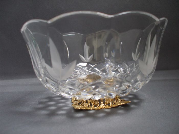SALE!  KILLARNEY CRYSTAL Small Footed Bowl with 22 carat gold finishing