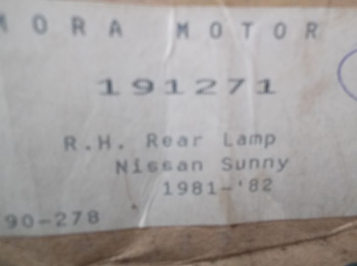 Nissan Sunny R/H Rear Lamp 1981.