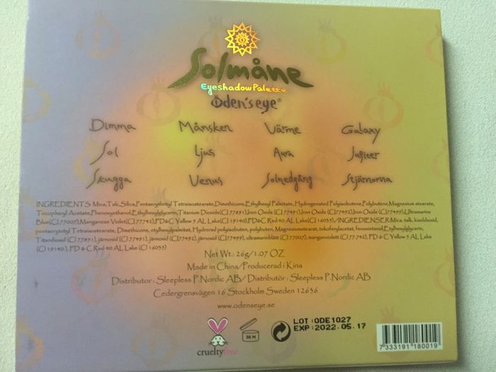 Oden's Eye Solmane eyeshadow palette