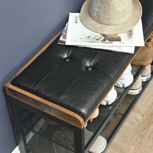 New Shoe Bench with Mesh Shelf Rack - FREE P&P