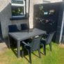 rattan effect garden table and chair and parasol Image 8