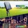 Solar Festoon Lights Outdoor,14M/46FT USB&Solar String Lights with Remote, 30LED Shatterproof Bulbs, IP65 Waterproof for Garden, Gazebo Patio Party Wedding Decor Image 2