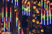 Shower Rain Lights 30CM, 8 Waterproof Spiral Tubes Meteor Lights, 288 LEDs Rain Lights for Christmas Outdoor Garden House Window Xmas Tree Decoration(Colorful)