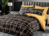 main image for ad Double Duvet Set Black &amp; Gold Doublesided Bedding Set 3 PCS With Pillowcases Ultra Soft Anti Allergic Non Iron Luxury Microfiber (Black, Double (200 x 200 cm))