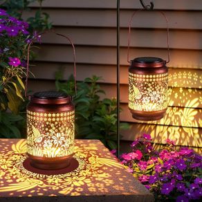 2 Pack Birthday Gifts for Women, Garden Ornaments Outdoor Hummingbird Solar Lanterns Outside, Waterproof Hanging Garden Solar Lights Hummingbird Christmas Gift Mothers Day Gifts for Mum Grandma