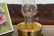 1930s40s Aladdin Model 12 Brass Table Mantle Oil Lamp with Fluted Glass Shade