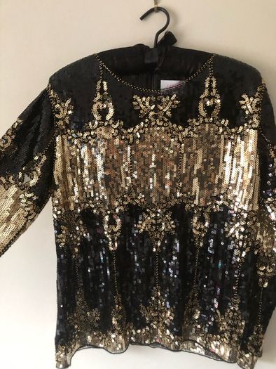 BNWT Savida black gold sequin blouse size small