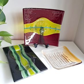 .. PRICE DROP.. Fused Glass Trays, Plates