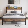 Double Size Bed Frame with Charging Station and LED Lights Image 8