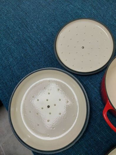NEW - Set of 2 enamelled cast iron round casserole & pan