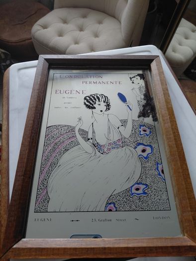 Vintage French mirror Eugene (de Londres) advertising