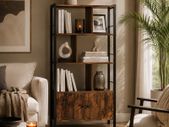 Industrial 5-Tier Bookcase with Double Door Cabinet