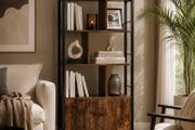Industrial 5-Tier Bookcase with Double Door Cabinet