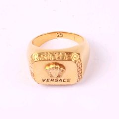 Authentic Vintage Designer Versace Medusa Head Signet Men's Ring Gold Tone EU 65
