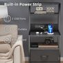 Bedside Table with Charging Station and LED Light Strips, Nightstand with Drawers, Bedside Cabinet for Living Room, Bed Side Table for Bedroom, Black Image 4