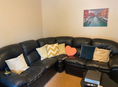 Black Leather Corner Sofa