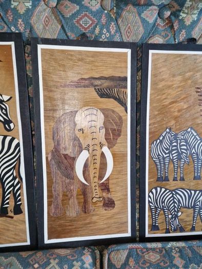 Set of 5 hand made African prints