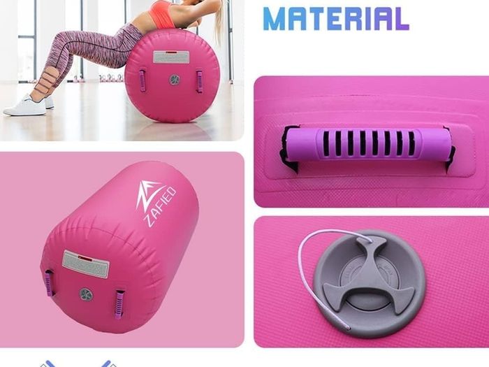Air Roller Gymnastics Barrel Inflatable Air Roller Barrel with Pump, Tumbling Mat Gym Tumble Track Backhandspring Trainer for Exercise Training Yoga Backflip