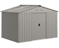 Garden Storage Shed, Metal Outdoor Storage Shed House with Foundation Kit, Ventilation, Doors, 9 x 6FT, Grey