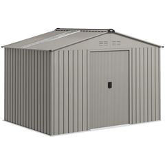 Garden Storage Shed, Metal Outdoor Storage Shed House with Foundation Kit, Ventilation, Doors, 9 x 6FT, Grey