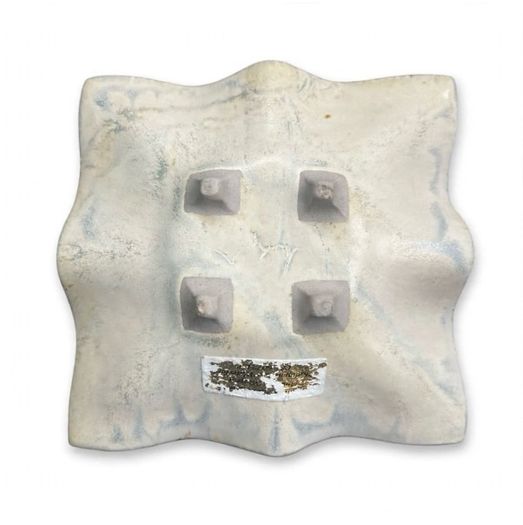 Amanda Murphy Ceramics Signed Square Island Dish | Irish Studio Pottery Melted Glass Center