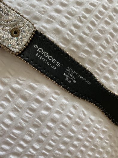 Belt - 50% Polyester Lace with Glittery Sequins and Silver Beaded edges