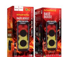 Pure Deep Bass Boost Flame RGB Light BT Speaker With 2 Wireless Mic