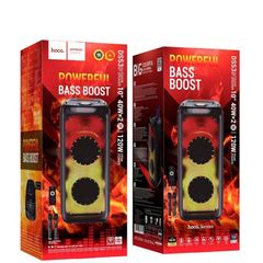 Pure Deep Bass Boost Flame RGB Light BT Speaker With 2 Wireless Mic