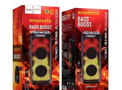 Pure Deep Bass Boost Flame RGB Light BT Speaker With 2 Wireless Mic