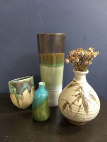 A Wonderful Curated Selection of Four Pottery and Studio Pottery Vases for Sale as a Collection.