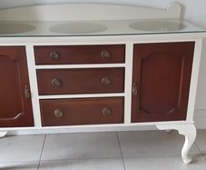 Antique side board & matching mirror
