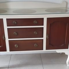 Antique side board & matching mirror