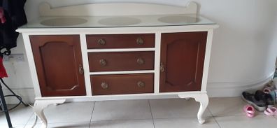 Antique side board & matching mirror