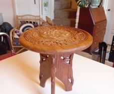 Mid Century indian hardwood and inlay elephant plant stand