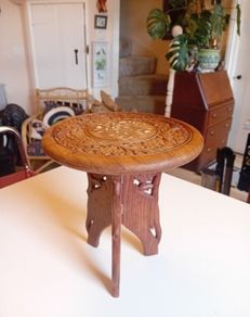 Mid Century indian hardwood and inlay elephant plant stand