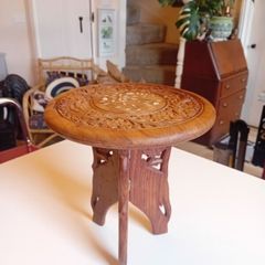 Mid Century indian hardwood and inlay elephant plant stand
