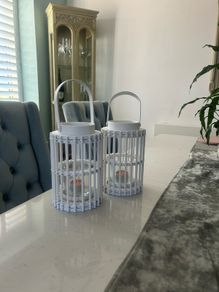 Lanterns, for candles. Gorgeous white wicker. 2 for sale