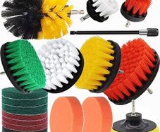 20Pcs Drill Brush Attachment Set, Drill Brush for Cleaning, Power Scrubber Attachment Kit for Cleaning Kitchen, Bathroom, Sink, Tub, Floor/Wall Tile, Grill, Car Wheel All Surfaces, Fits Most Drills