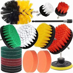 20Pcs Drill Brush Attachment Set, Drill Brush for Cleaning, Power Scrubber Attachment Kit for Cleaning Kitchen, Bathroom, Sink, Tub, Floor/Wall Tile, Grill, Car Wheel All Surfaces, Fits Most Drills
