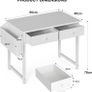 Small Computer Desk with 2 Fabric Drawers, 32 Inch Home Office Desk with Storage Bags and Drawers, Study Writing Gaming Table for Small Spaces, White Image 3