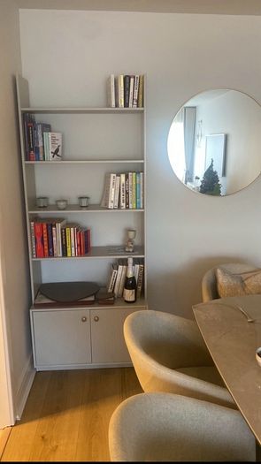 Grey Wooden Bookcase Display Shelf Dutch design