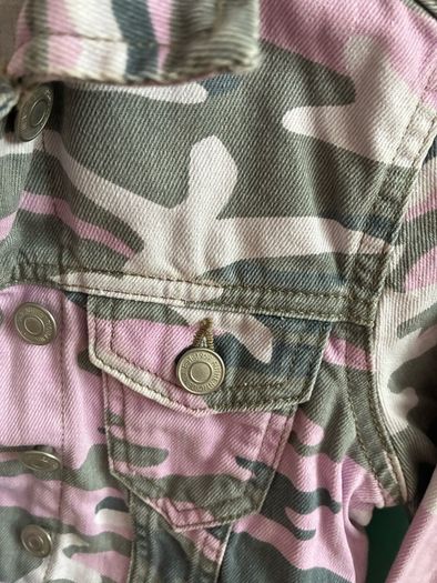New Look pink and grey camouflage denim jacket