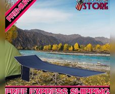 Oxford Cloth Folding Single Camping Bed Lounger Blue (FREE SHIPPING)