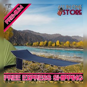 Oxford Cloth Folding Single Camping Bed Lounger Blue (FREE SHIPPING)